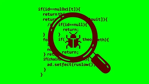 Black fill icon search bug red flash animation Stock Footage 337562818