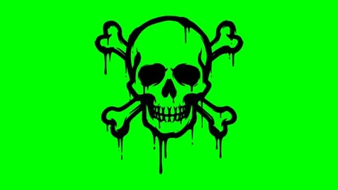 Black fill paint skull crossbones Stock Footage 335876061