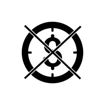 Black filled clock dollar &amp; expired mark: time running out for debts イラスト素材