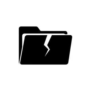 Black filled cracked file folder: bankruptcy filing &amp; damaged records 스톡 일러스트