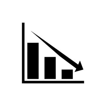 Black filled declining bar chart arrow: financial decline Stock Illustration