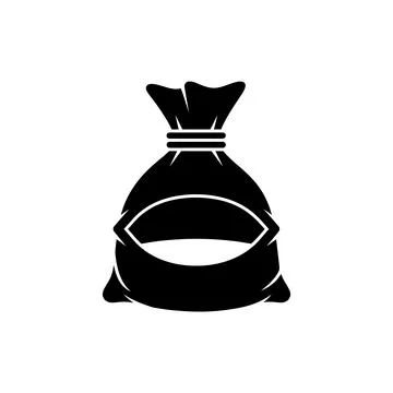 Black filled empty opened money bag: total asset depletion Stock Illustration