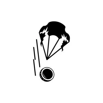 Black filled falling coin burnt parachute: loss of safety nets イラスト素材