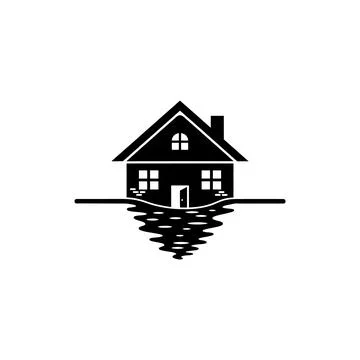 Black filled sinking house: foreclosure &amp; lost equity Stock Illustration
