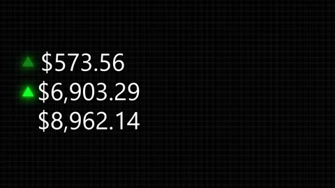 Black finance market data visual large dollar amounts, grid background, green gr Stock Footage 340556600