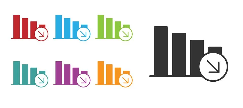 Black Financial growth decrease icon isolated on white background. Increasing Stock Illustration