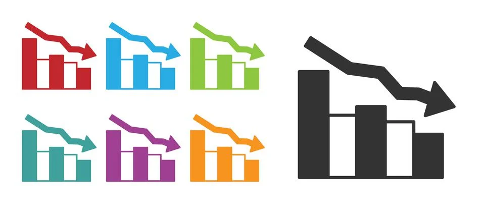 Black Financial growth decrease icon isolated on white background. Increasing Stock Illustration