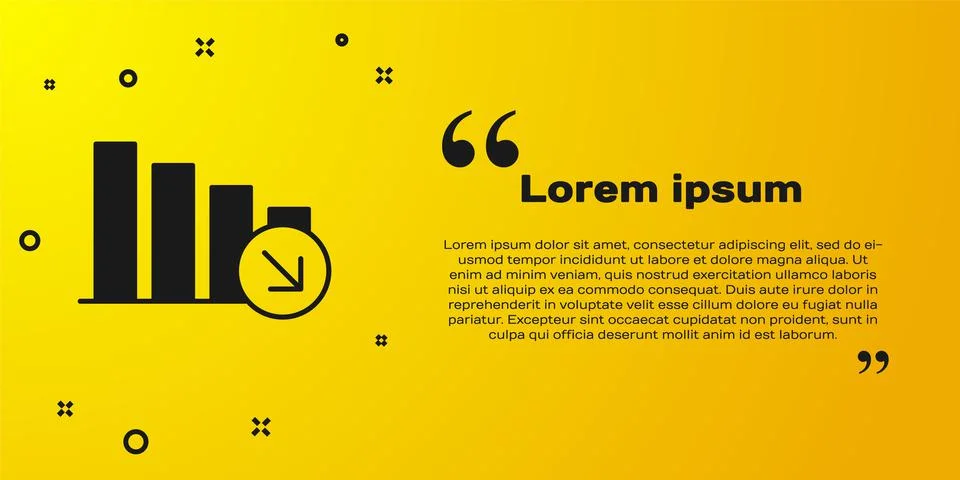 Black Financial growth decrease icon isolated on yellow background. Increasing Stock Illustration