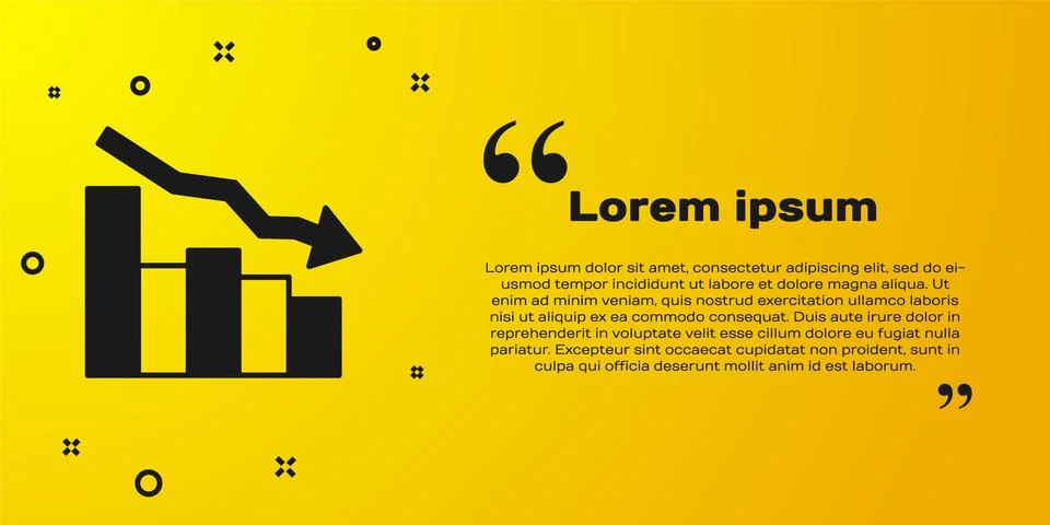 Black Financial growth decrease icon isolated on yellow background. Increasin Stock Illustration