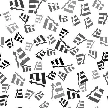 Black Financial growth decrease icon isolated seamless pattern on white Stock Illustration