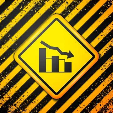 Black Financial growth decrease icon isolated on yellow background. Increasing Stock Illustration