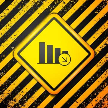 Black Financial growth decrease icon isolated on yellow background. Increas.. Stock Illustration