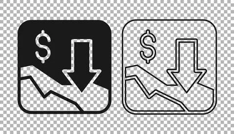 Black Financial growth decrease icon isolated on transparent background. In.. Stock Illustration