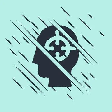 Black Finding a problem in psychology icon isolated on green background. Glitch Stock Illustration