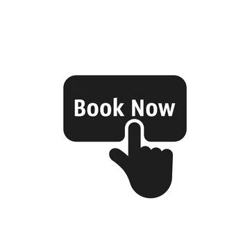 Black finger presses on simple book now button Stock Illustration