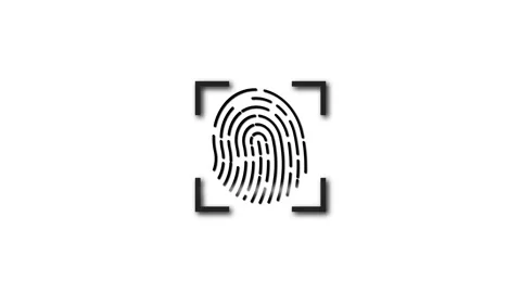 Black fingerprint icon with progress loading bar animated on a white backgr.. Stock Footage 259121631