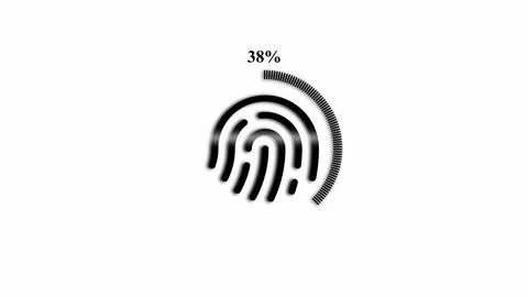 Black fingerprint icon with progress loading bar on a white background. Stock Illustration