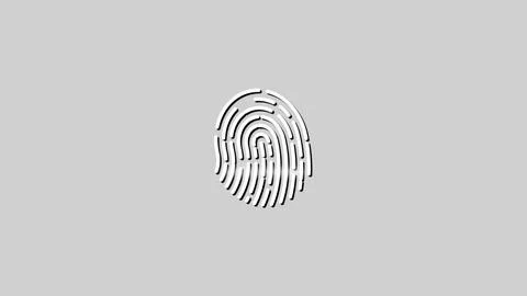 Black fingerprint pattern icon on a gray background for security concept. Illustrazione stock