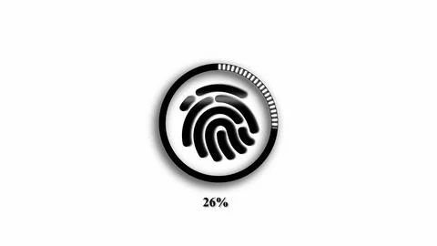 Black fingerprint pattern icon on a gray background for security concept. 스톡 일러스트