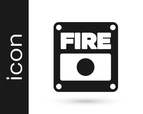 Black Fire alarm system icon isolated on white background. Pull danger fire Stock Illustration