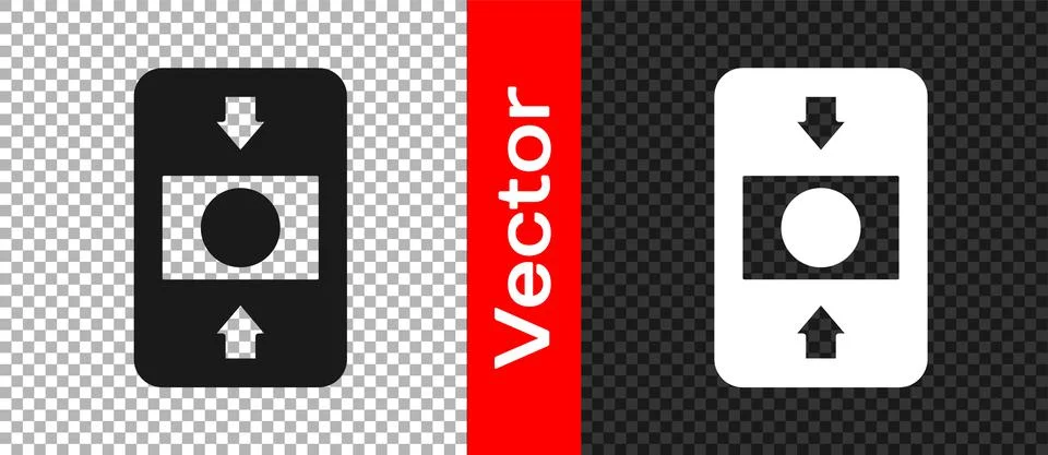 Black Fire alarm system icon isolated on transparent background. Pull danger Illustrazione stock