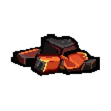 Black fire charcoal pixel art vector illustration Stock Illustration