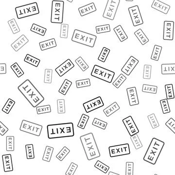 Black Fire exit icon isolated seamless pattern on white background. Fire Stockillustratie