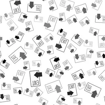 Black Fire exit icon isolated seamless pattern on white background. Fire Stock Illustration