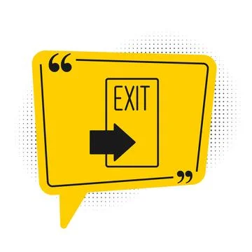 Black Fire exit icon isolated on white background. Fire emergency icon. Yellow Ilustración de archivo