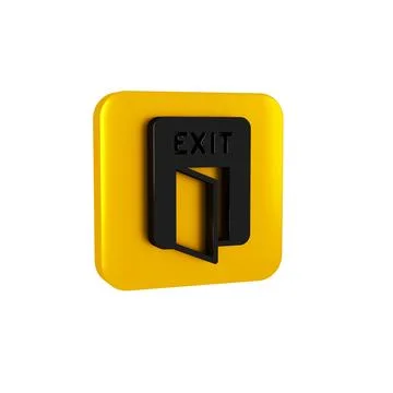 Black Fire exit icon isolated on transparent background. Fire emergency icon Ilustración de archivo