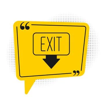 Black Fire exit icon isolated on white background. Fire emergency icon. Yel.. Ilustración de archivo