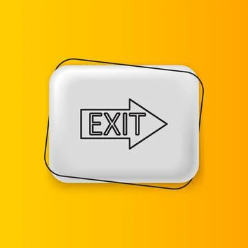 Black Fire exit icon isolated on yellow background. Fire emergency icon. Si.. Stock Illustration