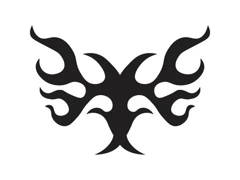 Black fire flame, design element. Tribal style for tattoo, vehicle decorati.. Stock Illustration