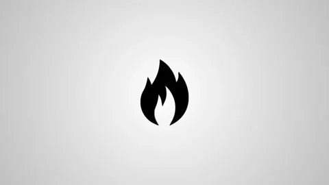 Black fire flame icon animation appearing on clean white background. Vidéo 346496503