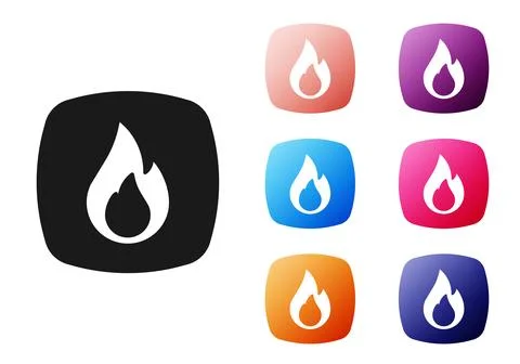 Black Fire flame icon isolated on white background. Set icons colorful. Vecto イラスト素材