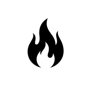 Black Fire Flame Icon Isolated On White Background Stock Illustration