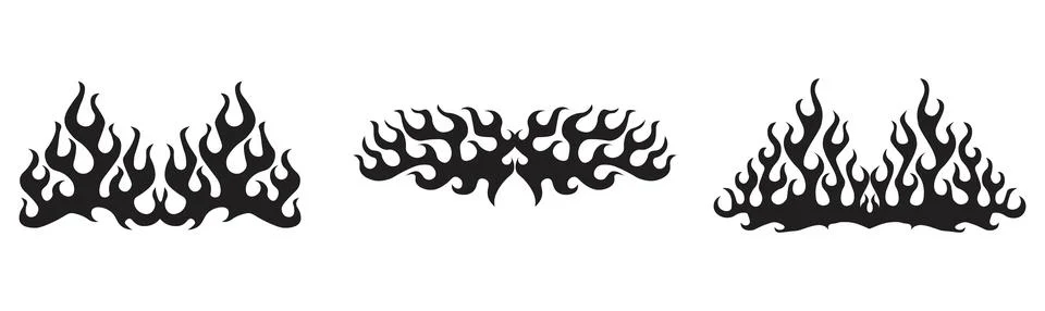 Black fire flames, design elements. Tribal style for tattoo, vehicle decora.. Stock Illustration