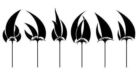 Black fire flames icon set イラスト素材