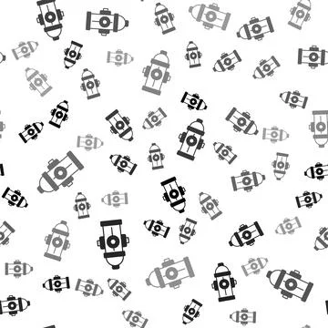 Black Fire hydrant icon isolated seamless pattern on white background. Vector Stock Illustration