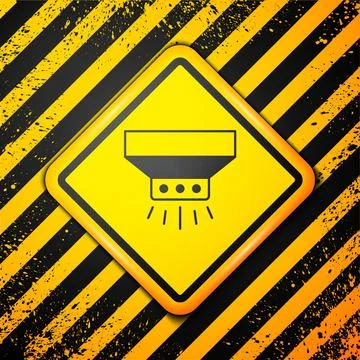 Black Fire sprinkler system icon isolated on yellow background. Sprinkler, fi Stock Illustration