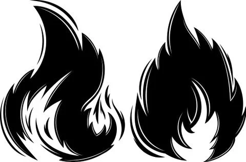 Black fire symbol for design or tattoo. Ilustración de archivo