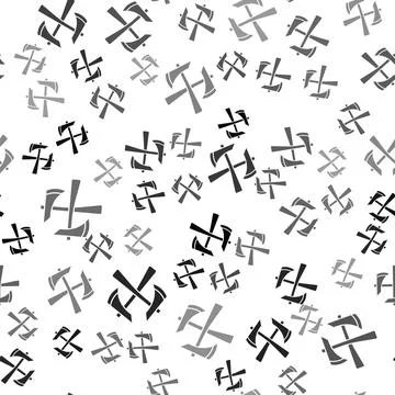 Black Firefighter axe icon isolated seamless pattern on white background. Fire Stockillustratie