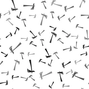 Black Firefighter axe icon isolated seamless pattern on white background. Fire Stock Illustration