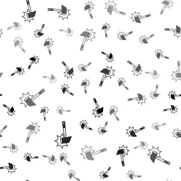 Black Firefighter axe icon isolated seamless pattern on white background. Fire Stock Illustration