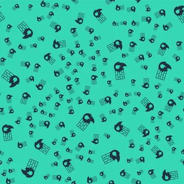 Black Firewall, security wall icon isolated seamless pattern on green backgro イラスト素材
