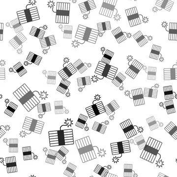 Black Firework icon isolated seamless pattern on white background. Concept of Illustrazione stock