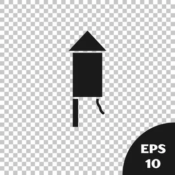 Black Firework rocket icon isolated on transparent background. Concept of fun Stock Illustration