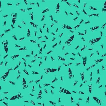 Black Firework rocket icon isolated seamless pattern on green background. Con Stockillustratie