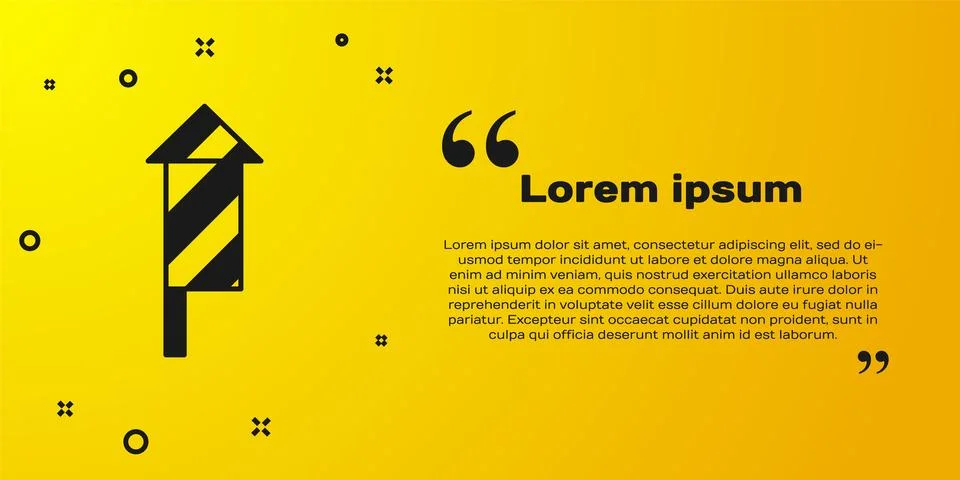 Black Firework rocket icon isolated on yellow background. Concept of fun pa.. Stock Illustration