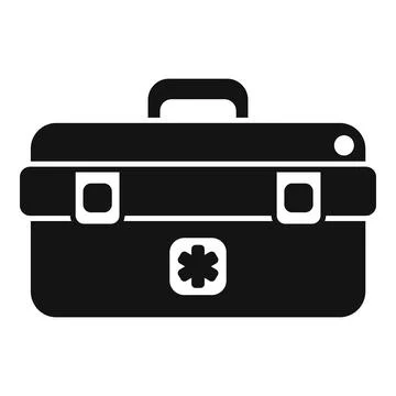 Black first aid kit closed for emergency healthcare Stock Illustration